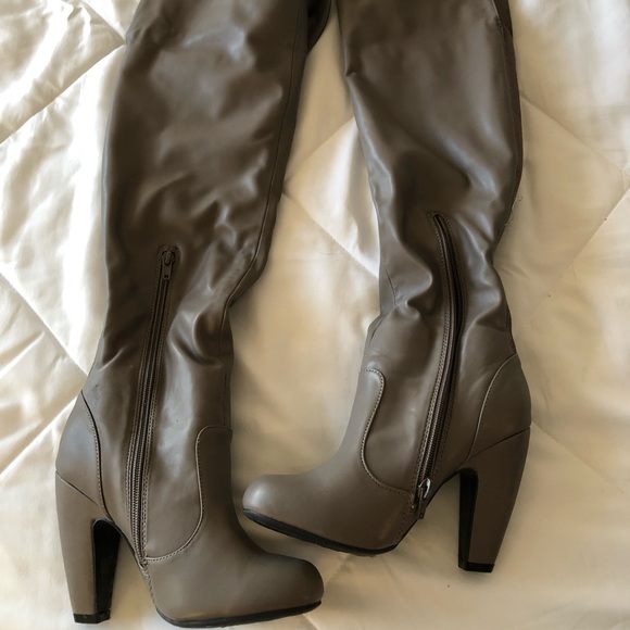 Taupe High Heel Knee High Boots - Picture 1 of 1